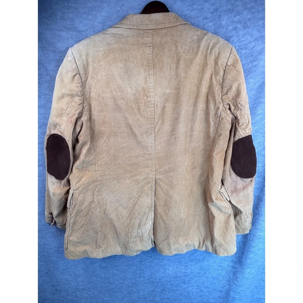 Vintage Blazer Sport Coat‎ 46R* Jacket Tan Corduroy Elbow Patches Distressed